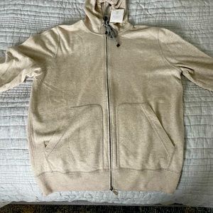 Brunello Cucinelli sweatshirt-style cardigan, medium, color oyster grigio chiaro